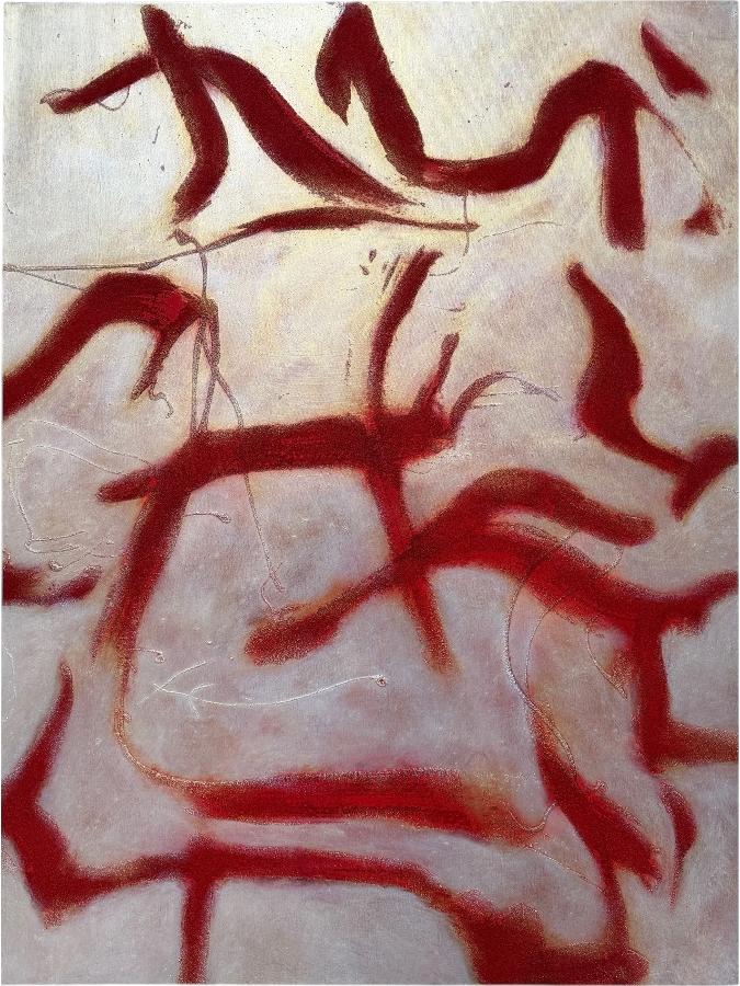 Gerrit Greve (1948-2024, Cardiff by the Sea, CA) Original Acrylic And Sand Painting On Canvas Titled 'Language Power 01' 2006 Signed Verso 36 X 48 Estimate $1,700 - $2,200