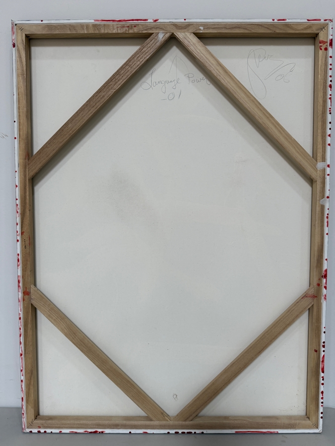 Gerrit Greve (1948-2024, Cardiff by the Sea, CA) Original Acrylic And Sand Painting On Canvas Titled 'Language Power 01' 2006 Signed Verso 36 X 48 Estimate $1,700 - $2,200 [Photo 5]
