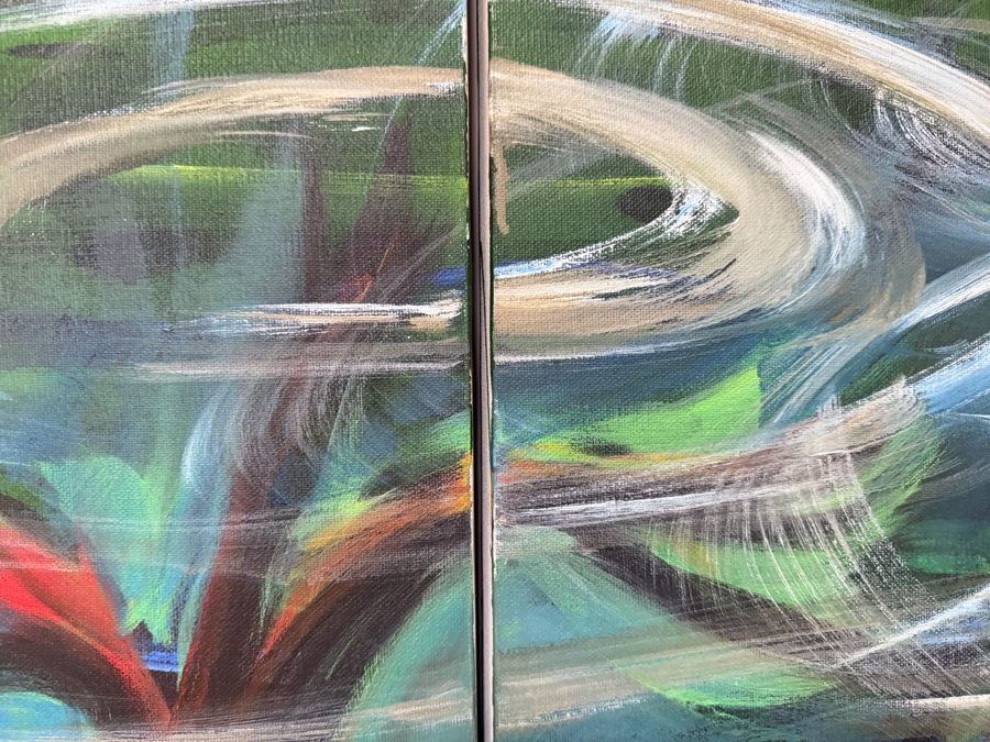 Gerrit Greve (1948-2024, Cardiff by the Sea, CA) Original Diptych Acrylic Painting On Canvas Titled 'Drowned Tree'  Signed Verso 80 X 48 Estimate $3,800 - $4,800 [Photo 5]