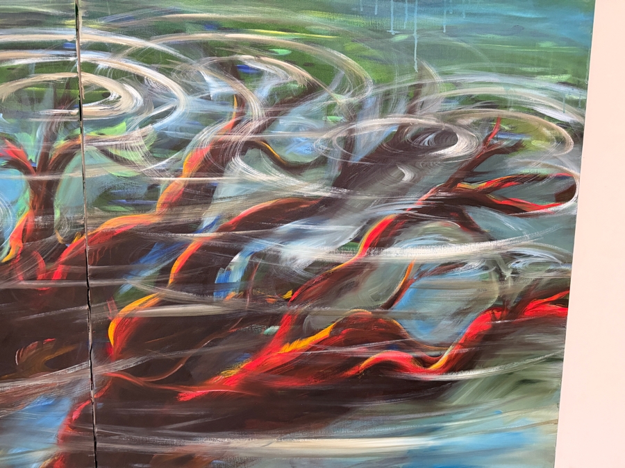 Gerrit Greve (1948-2024, Cardiff by the Sea, CA) Original Diptych Acrylic Painting On Canvas Titled 'Drowned Tree'  Signed Verso 80 X 48 Estimate $3,800 - $4,800 [Photo 3]