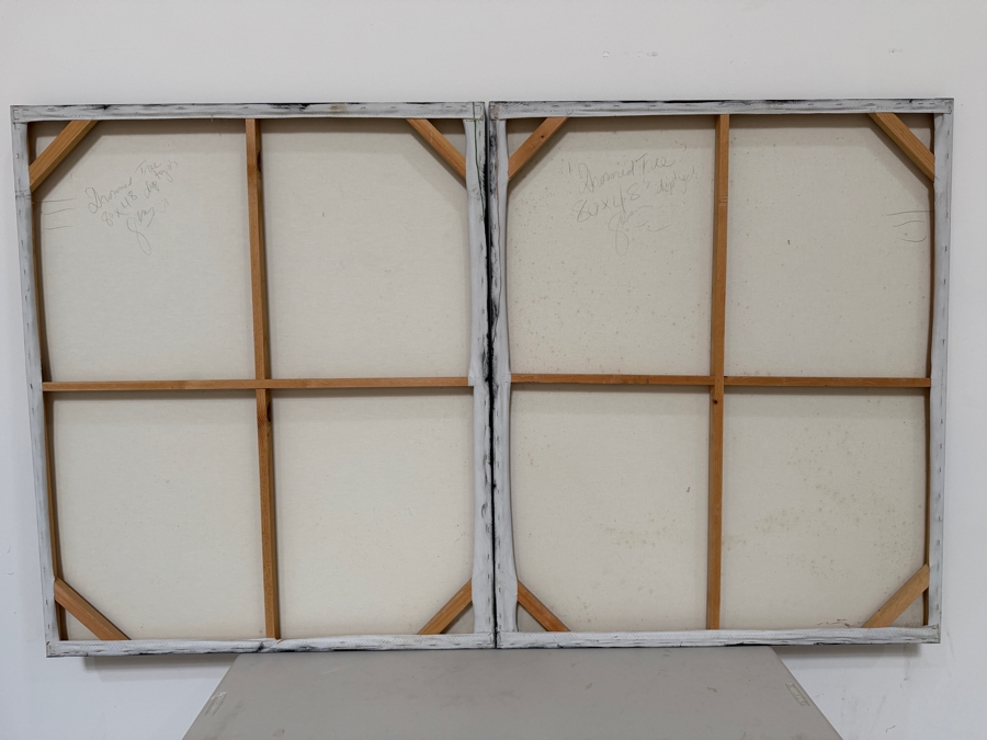 Gerrit Greve (1948-2024, Cardiff by the Sea, CA) Original Diptych Acrylic Painting On Canvas Titled 'Drowned Tree'  Signed Verso 80 X 48 Estimate $3,800 - $4,800 [Photo 7]