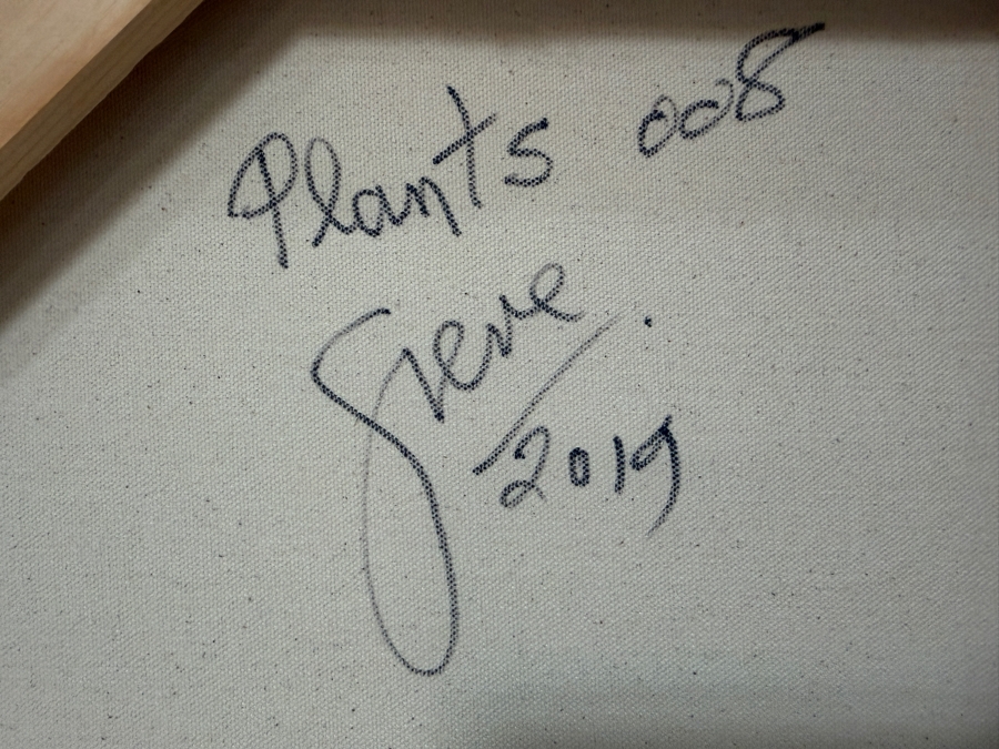 Gerrit Greve (1948-2024, Cardiff by the Sea, CA) Original Acrylic Painting On Canvas Titled 'Plants 008' 2019 Signed Lower Right And Verso 36 X 36 Estimate $1,300 - $1,600 [Photo 7]