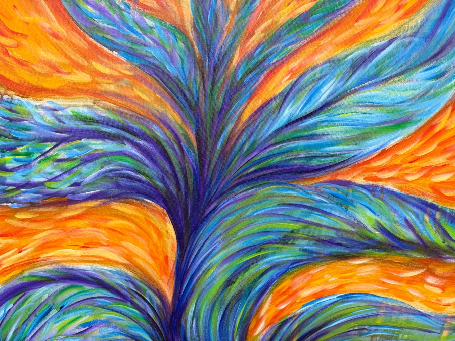 Gerrit Greve (1948-2024, Cardiff by the Sea, CA) Original Acrylic Painting On Canvas Titled 'Plants 008' 2019 Signed Lower Right And Verso 36 X 36 Estimate $1,300 - $1,600 [Photo 3]