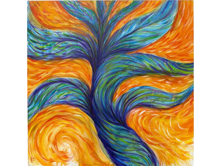 Gerrit Greve (1948-2024, Cardiff by the Sea, CA) Original Acrylic Painting On Canvas Titled 'Plants 008' 2019 Signed Lower Right And Verso 36 X 36 Estimate $1,300 - $1,600