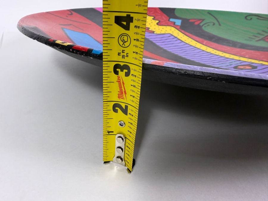 Just Added - Large Vintage 1990 Artist Signed Hand Painted Pop Art Cubist Ceramic Charger Plate 22.25'W X 3'H [Photo 13]