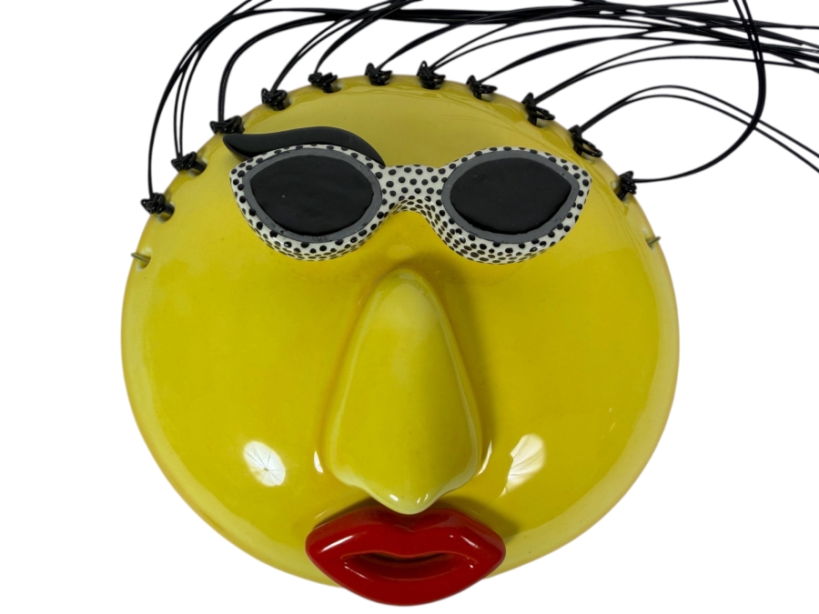 Just Added - Plum Foolish Original Signed Ora Sterling Ceramics Pop Art Ceramic Wall Mask 7.5W X 7.5H