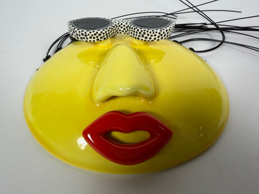 Just Added - Plum Foolish Original Signed Ora Sterling Ceramics Pop Art Ceramic Wall Mask 7.5W X 7.5H [Photo 3]