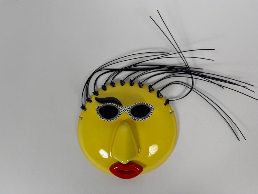 Just Added - Plum Foolish Original Signed Ora Sterling Ceramics Pop Art Ceramic Wall Mask 7.5W X 7.5H [Photo 2]