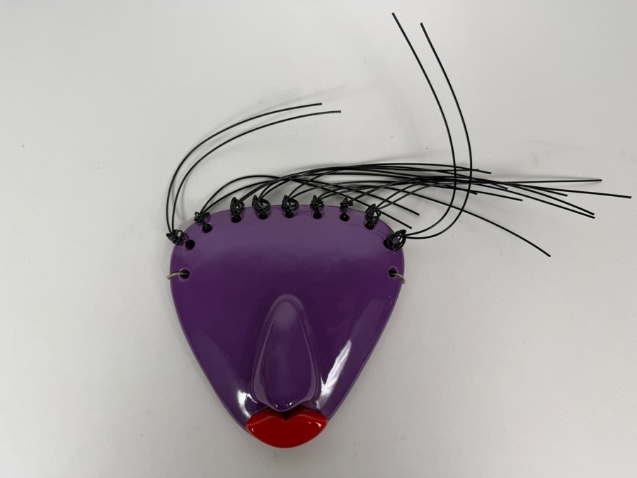 Just Added - Plum Foolish Original Signed Ora Sterling Ceramics Pop Art Ceramic Wall Mask 6.25W X 6H [Photo 2]