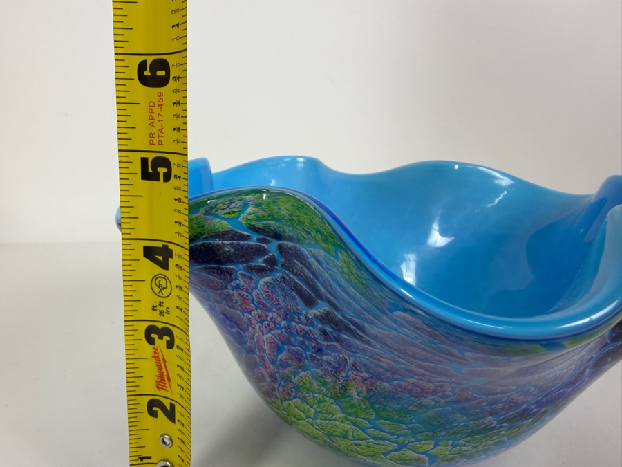 Just Added - Firestorm Wavy Murano Style Art Glass Bowl 9W X 4.5H [Photo 7]