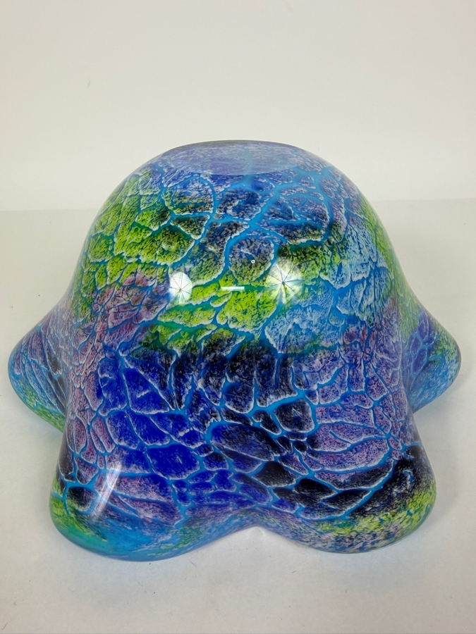 Just Added - Firestorm Wavy Murano Style Art Glass Bowl 9W X 4.5H [Photo 4]