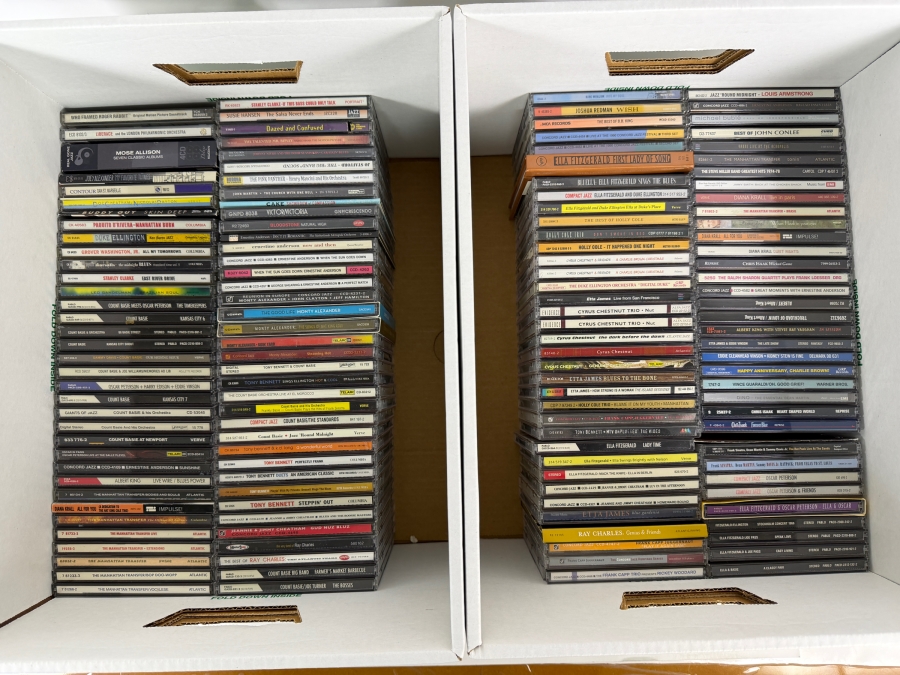 Just Added - Two Banker Boxes Of Music CDs - Jazz, Blues & More - See Photos