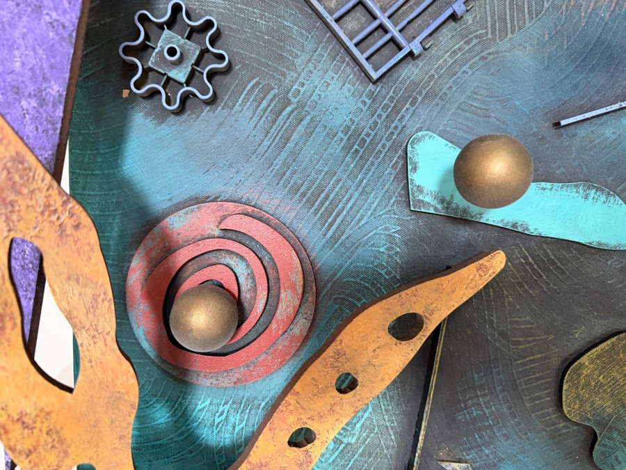 Just Added - Colorful Mixed-Media 3D Wall Artwork Artist Unknown 36W X 51H X 6D [Photo 6]