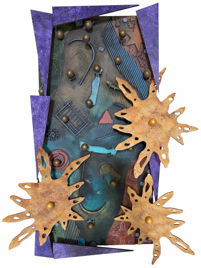 Just Added - Colorful Mixed-Media 3D Wall Artwork Artist Unknown 36W X 51H X 6D
