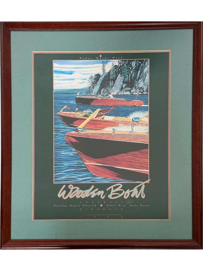 Just Added - Roy Dryer Signed Framed Poster From The Lake Tahoe Concours d'Elegance Wooden Boat Show 24 X 31