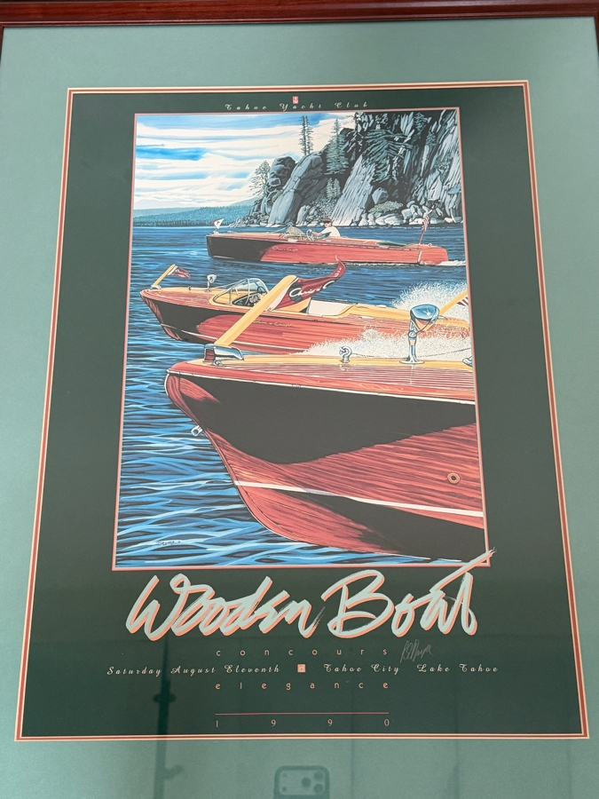 Just Added - Roy Dryer Signed Framed Poster From The Lake Tahoe Concours d'Elegance Wooden Boat Show 24 X 31 [Photo 2]