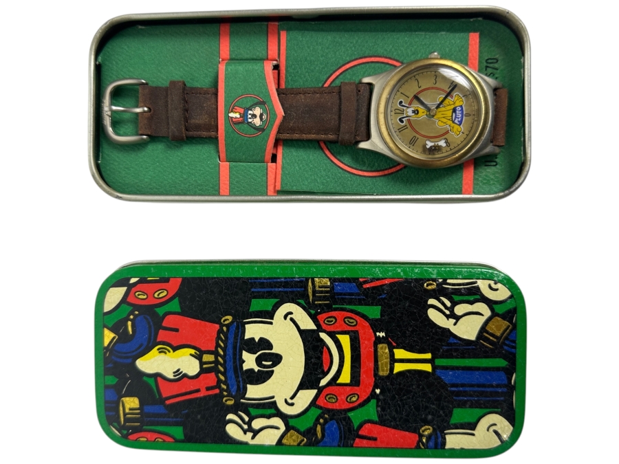 Disney Marching Band Mickey Mouse And Pluto Limited Edition Fossil Watch With Collector Tin