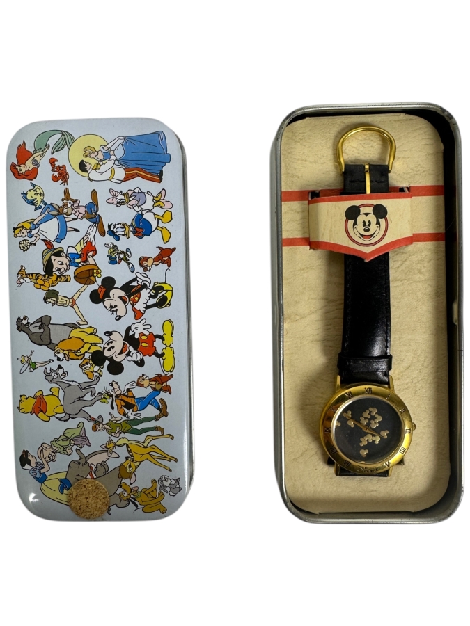 Disney Mickey Mouse Characters Collage Fossil Limited Edition Floating Mickey Icons Watch With Collector Tin