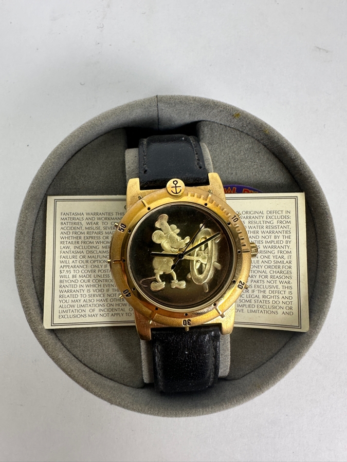 Disney Mickey Mouse Steamboat Willie Limited Edition Fantasma Watch With Anchor Accent And Original Box [Photo 2]