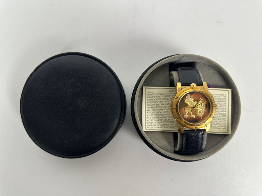 Disney Mickey Mouse Steamboat Willie Limited Edition Fantasma Watch With Anchor Accent And Original Box [Photo 3]