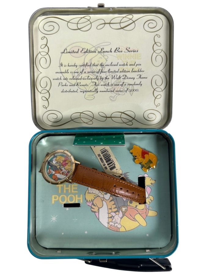 Disney Winnie The Pooh Limited Edition Lunch Box Series Watch And Pin Set