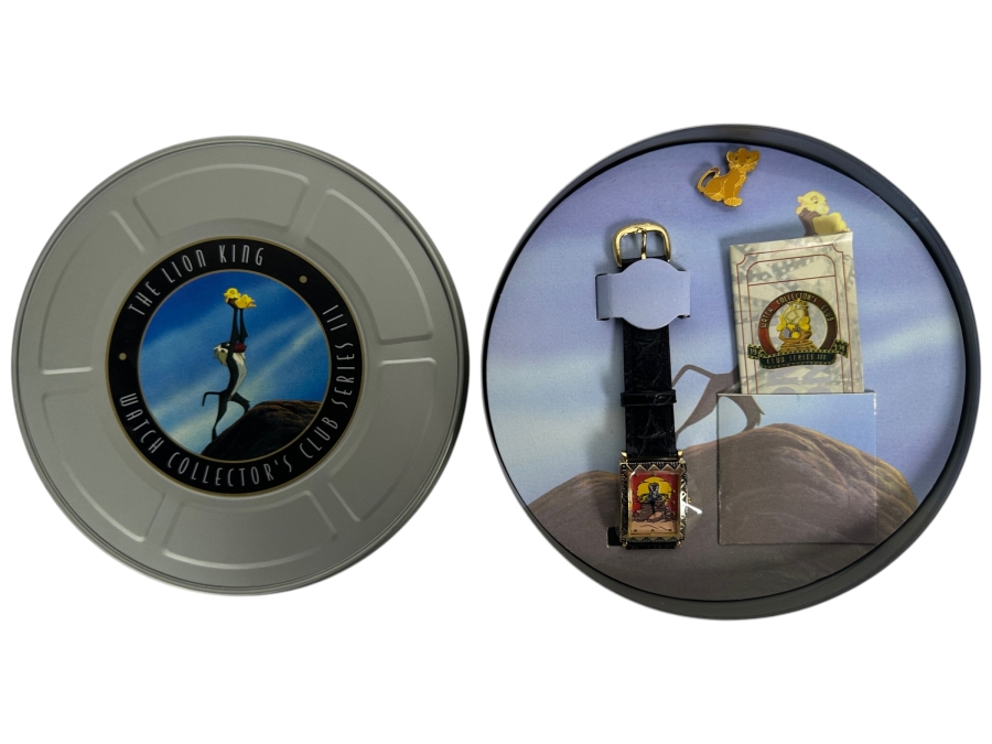 Disney The Lion King Watch Collectors Club Series III Rafiki And Simba Tank Watch With Collector Pin And Film Reel Tin