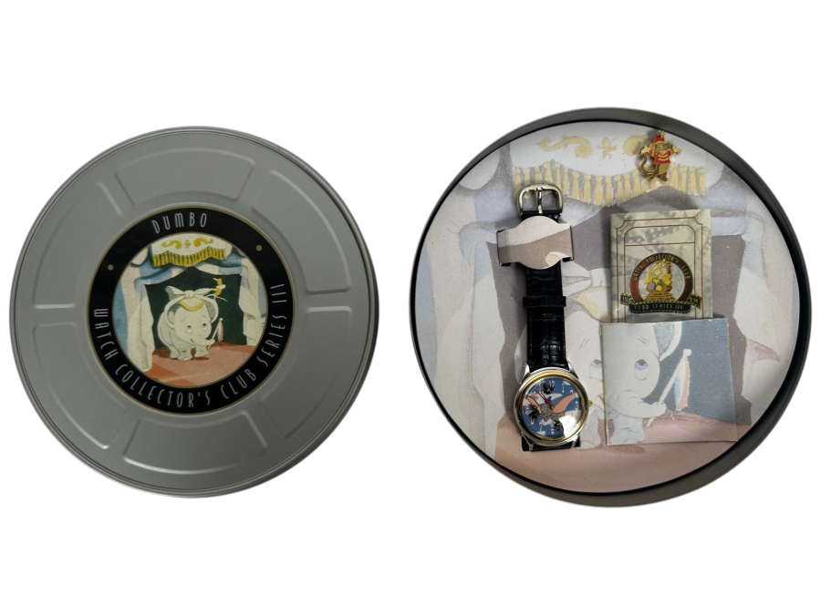 Disney Dumbo Watch Collectors Club Series III Fossil Limited Edition Watch And Pin Set With Film Reel Tin