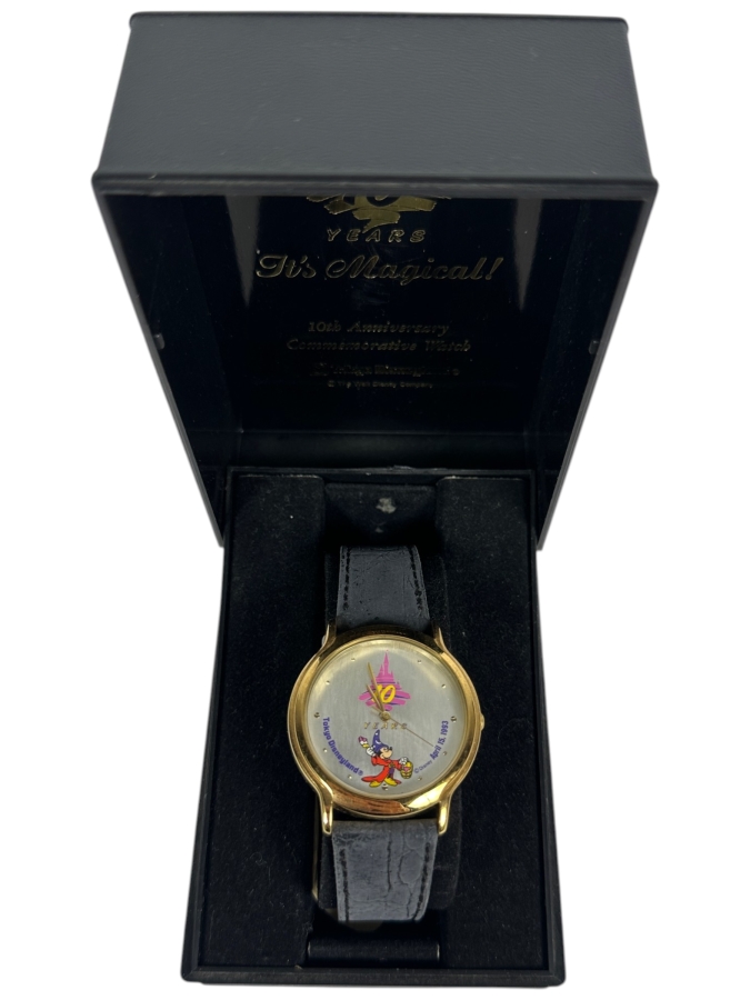Disney Tokyo Disneyland 10th Anniversary Mickey Mouse Fantasia Magical Watch With Commemorative Display Box