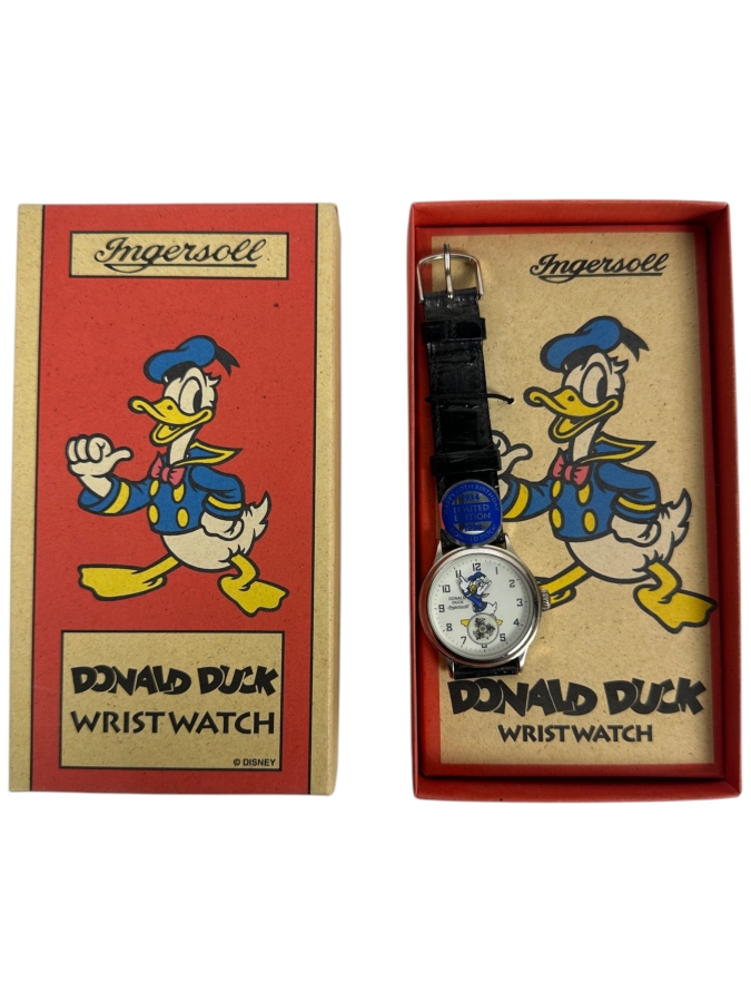 Disney Donald Duck Ingersoll Limited Edition Vintage Style Wristwatch With Commemorative Packaging