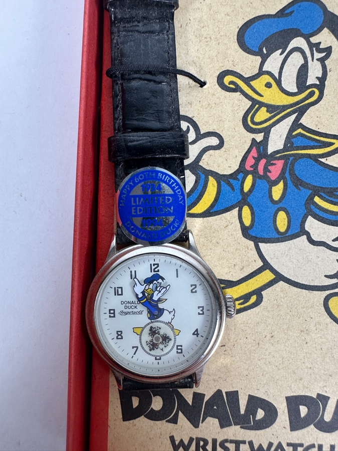 Disney Donald Duck Ingersoll Limited Edition Vintage Style Wristwatch With Commemorative Packaging [Photo 3]