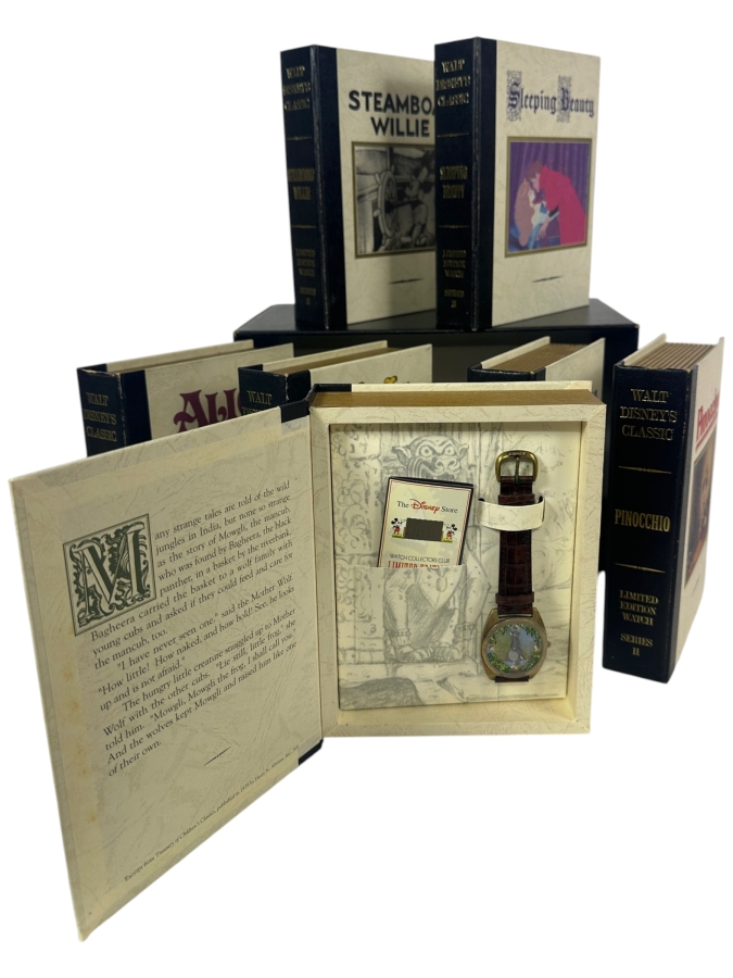 Disney Watch Collectors Club Series II Fossil Limited Edition 7,500 Seven Piece Storybook Watch Set