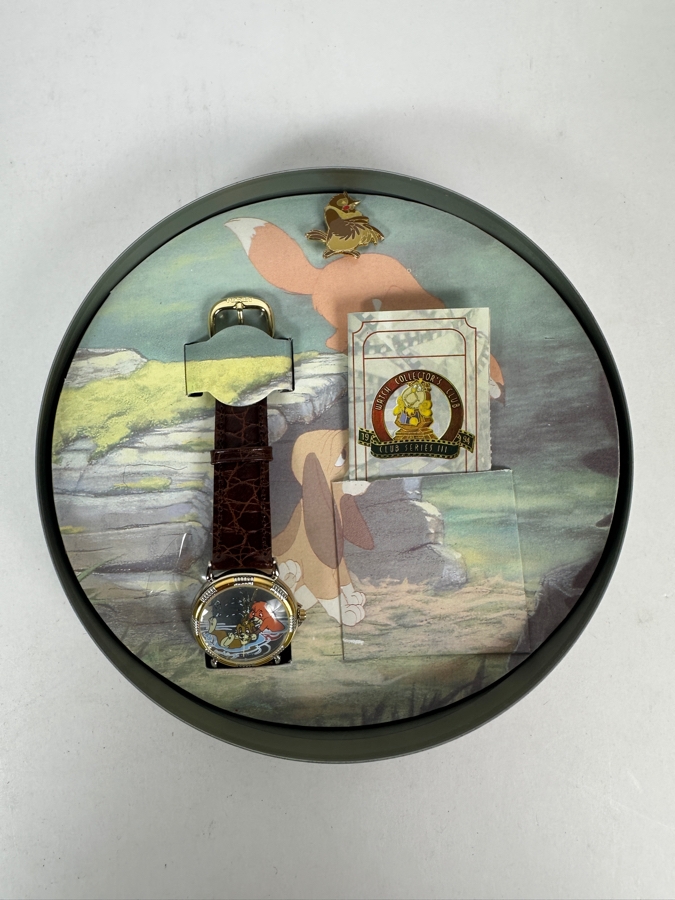 Disney The Fox And The Hound Watch Collectors Club Series III Fossil Limited Edition Watch And Pin Set With Film Reel Tin [Photo 2]