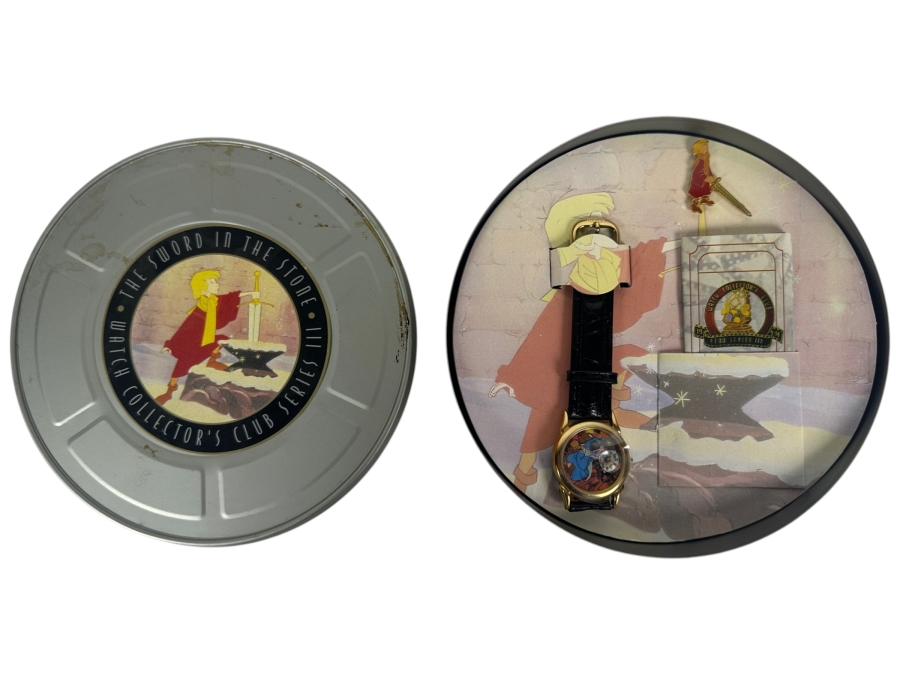 Disney The Sword In The Stone Watch Collectors Club Series III Fossil Limited Edition Watch And Pin Set With Film Reel Tin