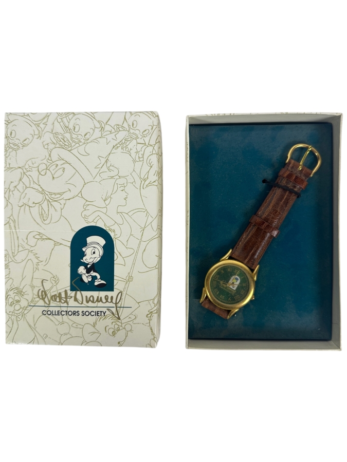 Disney Jiminy Cricket Walt Disney Collectors Society Fossil 1997 Wristwatch With Original Display Box