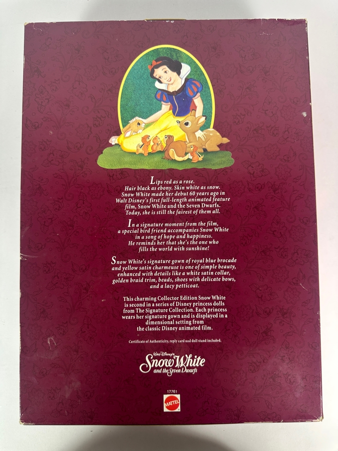 Disney Snow White And The Seven Dwarfs 60th Anniversary The Signature Collection Limited Edition Mattel  Barbie Doll [Photo 4]