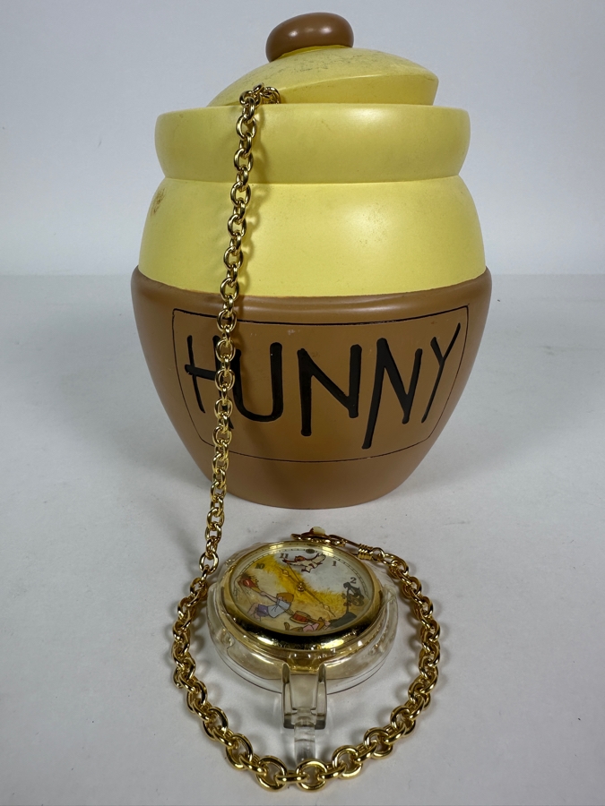 Disney Winnie The Pooh Limited Edition Fossil Pocket Watch With Figural Hunny Pot Display Case [Photo 2]