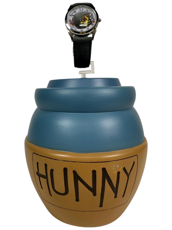 Disney Winnie The Pooh Skittish Skating Watch Collectors Club Series VI Fossil Limited Edition Watch With Blue Ceramic Hunny Pot Display Case