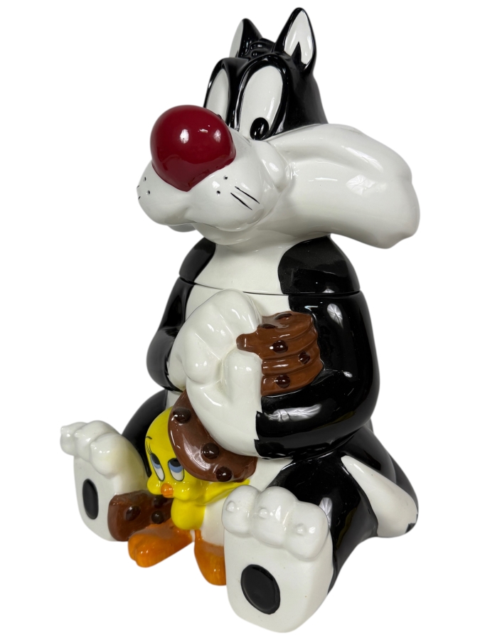 Just Added - Vintage 1997 Warner Bros. Looney Tunes Ceramic Cookie Jar Featuring Sylvester The Cat And Tweety Bird 13.5'H