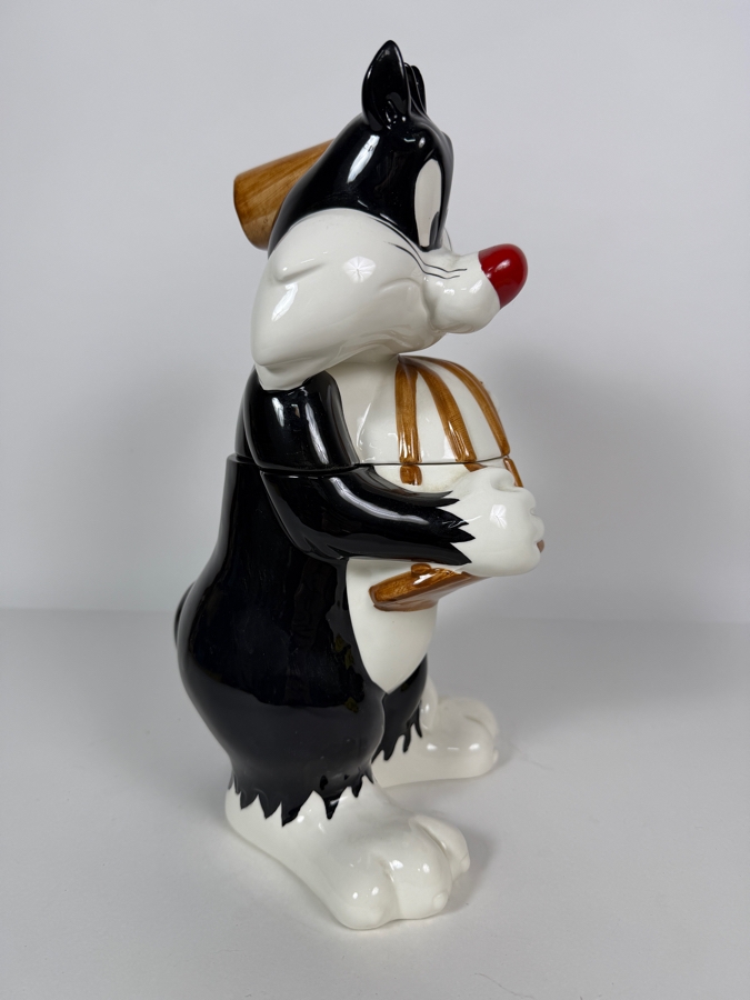 Just Added - Vintage 1993 Warner Bros. Looney Tunes Ceramic Cookie Jar Featuring Sylvester The Cat And Tweety Bird 12.5'H [Photo 4]