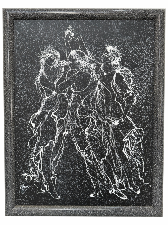 Gerrit Greve (1948-2024, Cardiff by the Sea, CA) Original Acrylic Drip Painting On Canvas Titled '3 Graces #31'  Signed Lower Left 30 X 40 Estimate $1,200 - $1,500