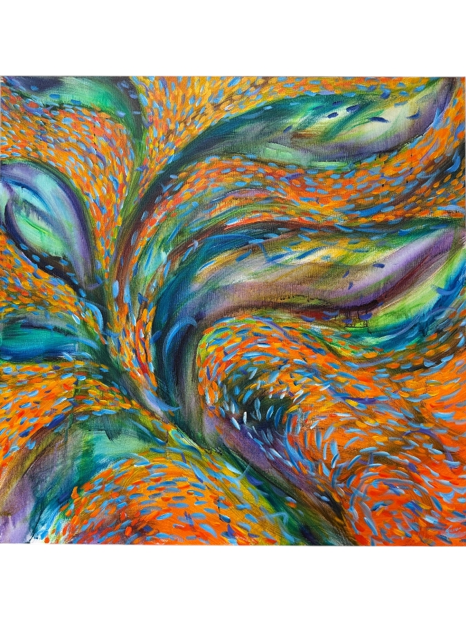 Gerrit Greve (1948-2024, Cardiff by the Sea, CA) Original Acrylic Painting On Canvas Titled 'Plants 002' 2019 Signed Lower Right And Verso 36 X 36 Estimate $1,300 - $1,600