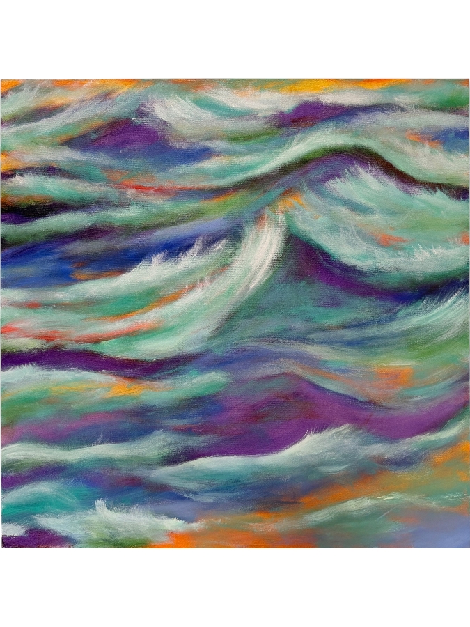 Gerrit Greve (1948-2024, Cardiff by the Sea, CA) Original Acrylic Painting On Canvas Titled 'Purple Waters' 2019 Signed Verso 36 X 36 Estimate $1,300 - $1,600