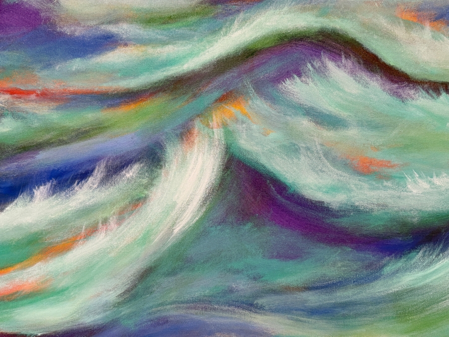 Gerrit Greve (1948-2024, Cardiff by the Sea, CA) Original Acrylic Painting On Canvas Titled 'Purple Waters' 2019 Signed Verso 36 X 36 Estimate $1,300 - $1,600 [Photo 2]