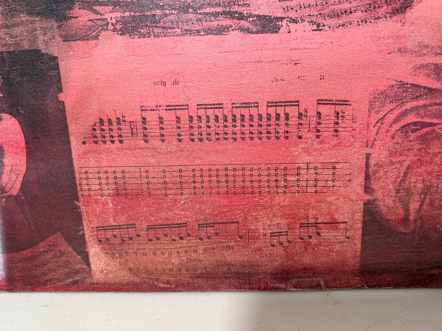 Gerrit Greve (1948-2024, Cardiff by the Sea, CA) Original Acrylic With Carbon Transfers Painting On Canvas Titled 'Music Memories #4' 1994 Signed Verso 36 X 40 Estimate $1,400 - $1,800 [Photo 7]