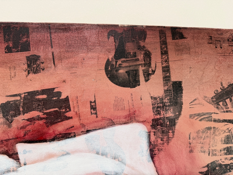 Gerrit Greve (1948-2024, Cardiff by the Sea, CA) Original Acrylic With Carbon Transfers Painting On Canvas Titled 'Music Memories #4' 1994 Signed Verso 36 X 40 Estimate $1,400 - $1,800 [Photo 5]