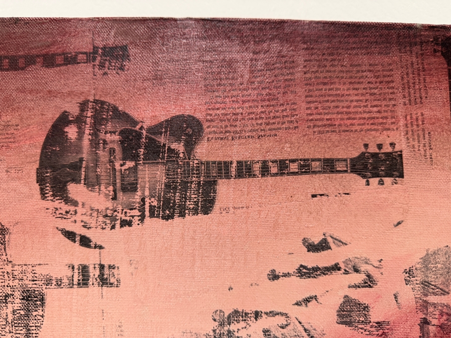 Gerrit Greve (1948-2024, Cardiff by the Sea, CA) Original Acrylic With Carbon Transfers Painting On Canvas Titled 'Music Memories #4' 1994 Signed Verso 36 X 40 Estimate $1,400 - $1,800 [Photo 4]