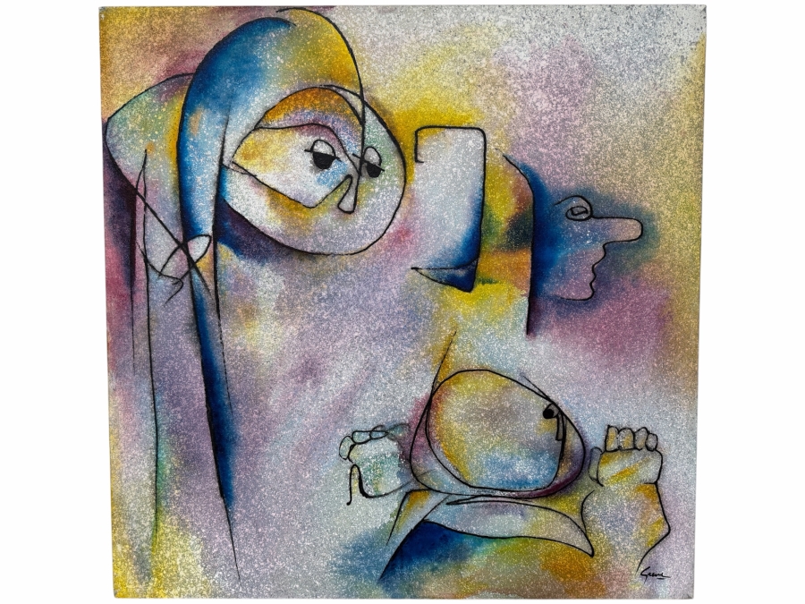 Gerrit Greve (1948-2024, Cardiff by the Sea, CA) Original Acrylic Painting On Canvas Titled 'Father & Son'  Signed Lower Right 36 X 36 Estimate $1,300 - $1,600