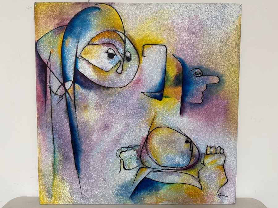 Gerrit Greve (1948-2024, Cardiff by the Sea, CA) Original Acrylic Painting On Canvas Titled 'Father & Son'  Signed Lower Right 36 X 36 Estimate $1,300 - $1,600 [Photo 2]