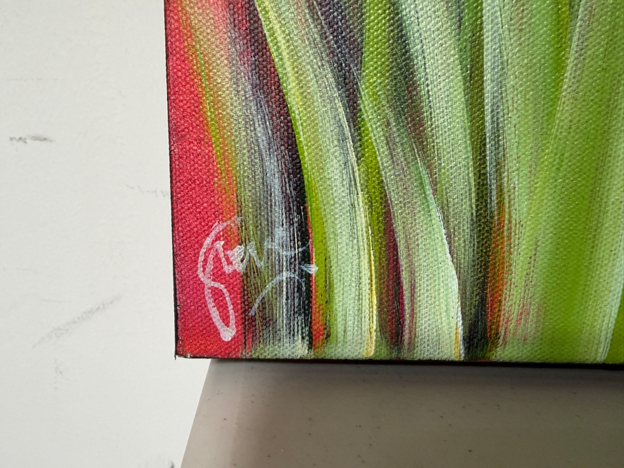 Gerrit Greve (1948-2024, Cardiff by the Sea, CA) Original Acrylic Painting On Canvas Titled 'Birthday Reeds' 2019 Signed Lower Left And Verso 48 X 24 Estimate $1,200 - $1,400 [Photo 4]