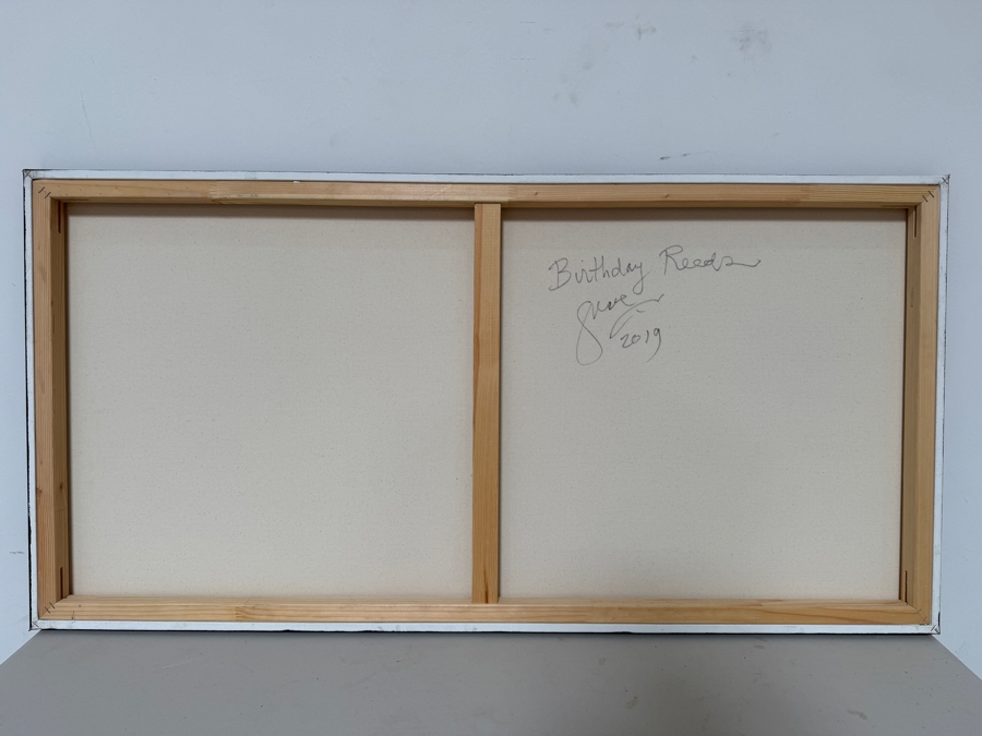 Gerrit Greve (1948-2024, Cardiff by the Sea, CA) Original Acrylic Painting On Canvas Titled 'Birthday Reeds' 2019 Signed Lower Left And Verso 48 X 24 Estimate $1,200 - $1,400 [Photo 6]